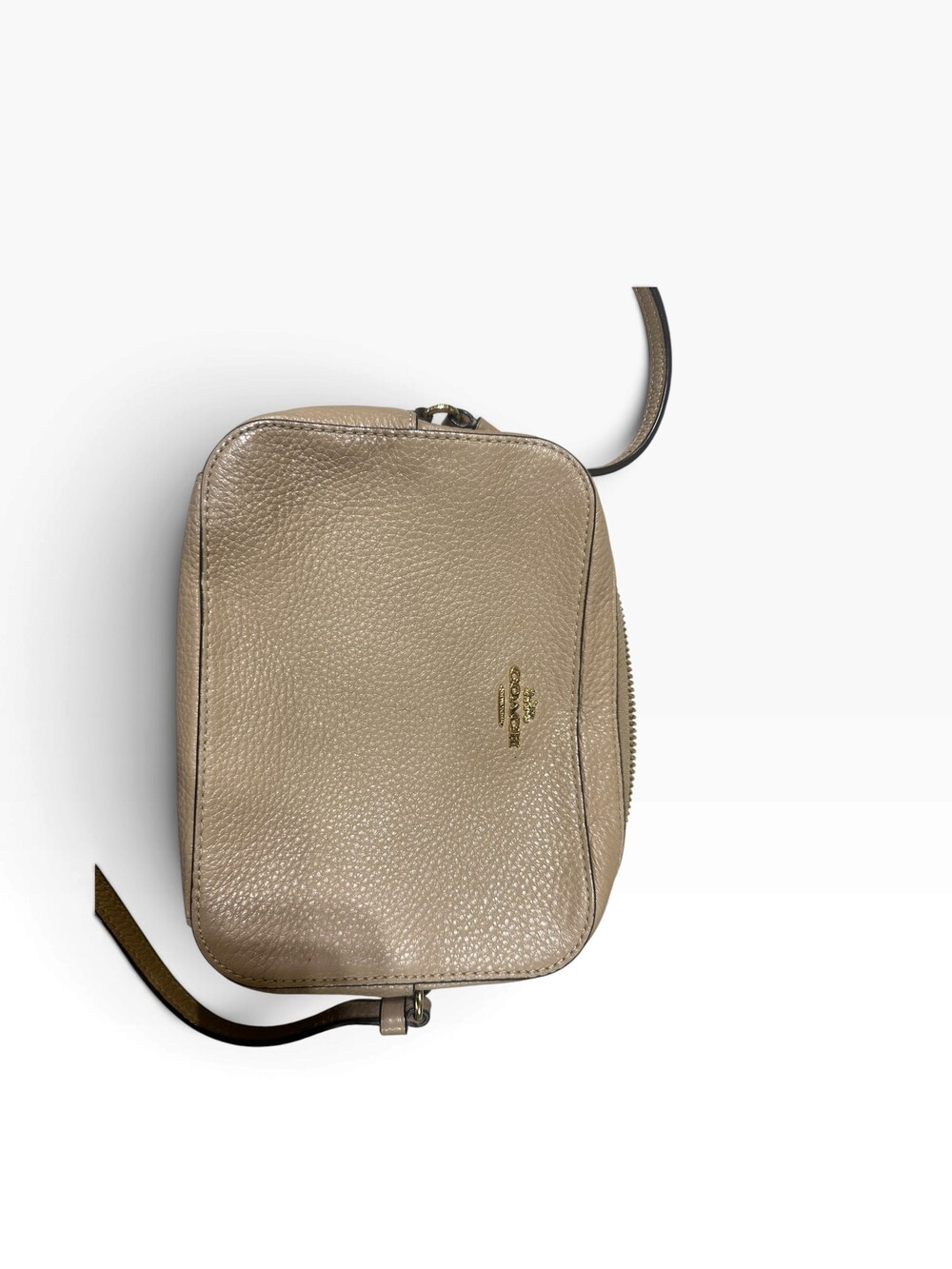 Coach Beige Leather Crossbody Bag Adjustable Strap Pebbled Leather